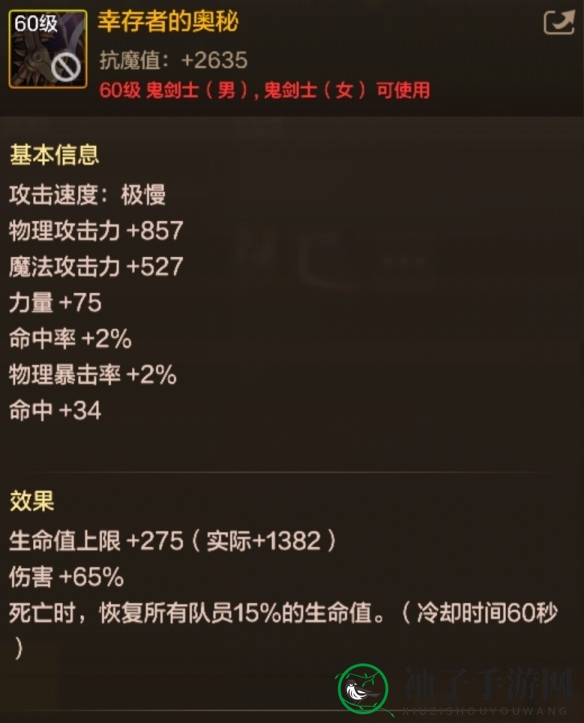 《地下城与勇士：起源》60级史诗巨剑幸存者的奥秘装备图鉴