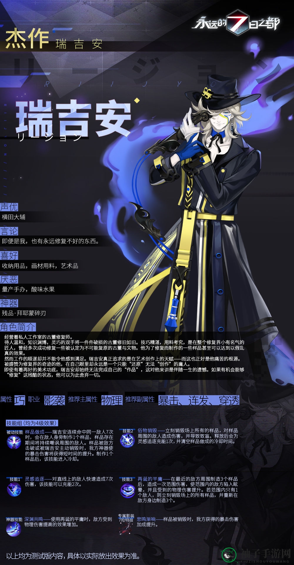 《永远的七日之都》新角色瑞吉安揭秘：古董修复大师的艺术家梦