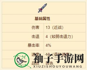 《泰拉瑞亚》铂金短剑武器介绍