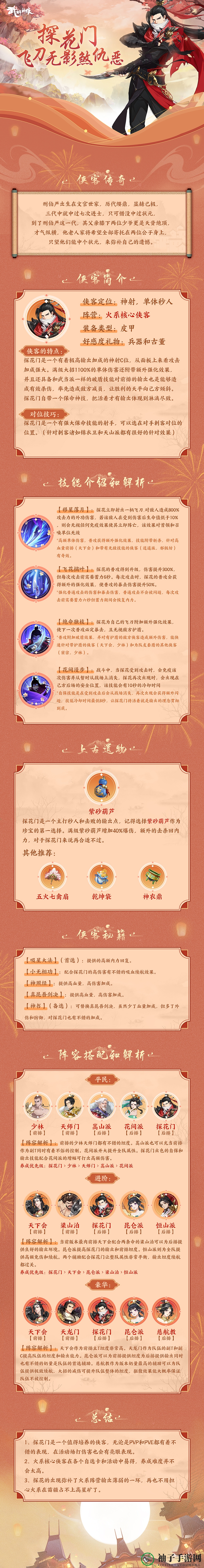 《武林闲侠》探花门技能及阵容搭配攻略